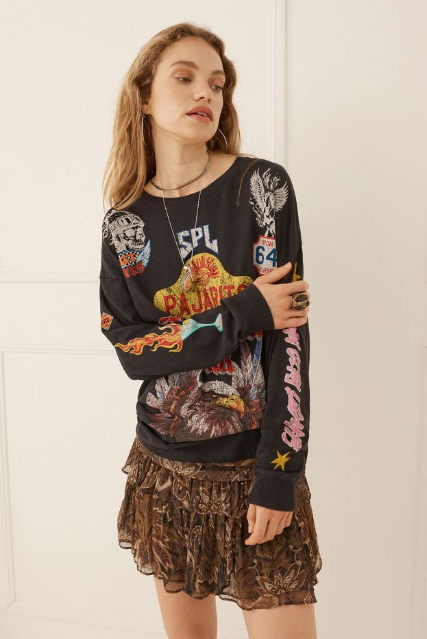 Spell - Pajarito Long Sleeve Tee (Charcoal Grey) Spell