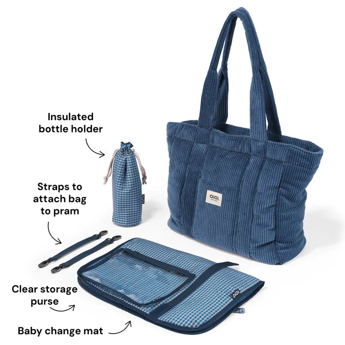 OiOi - Everyday Tote (Ocean Blue Corduroy) OiOi