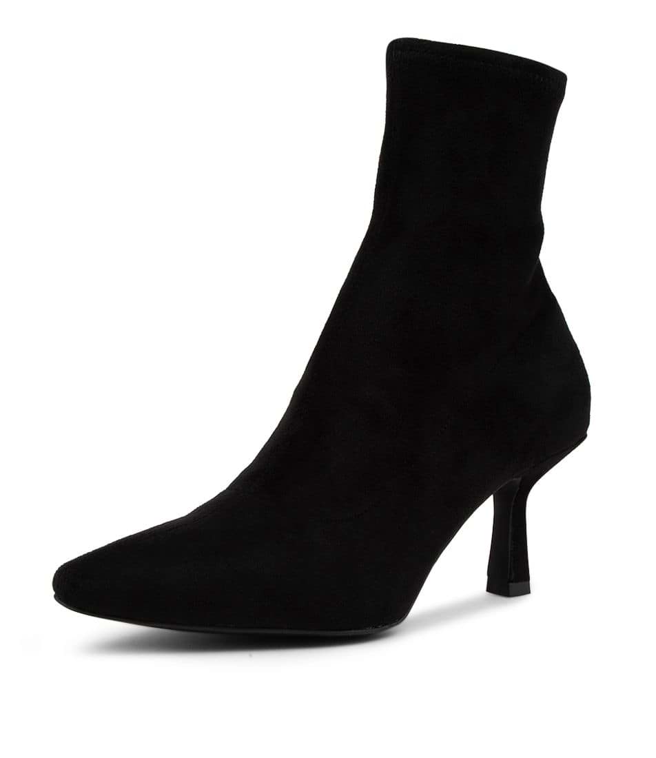 Mollini Audry Black Microsuede Ankle Boots Mollini