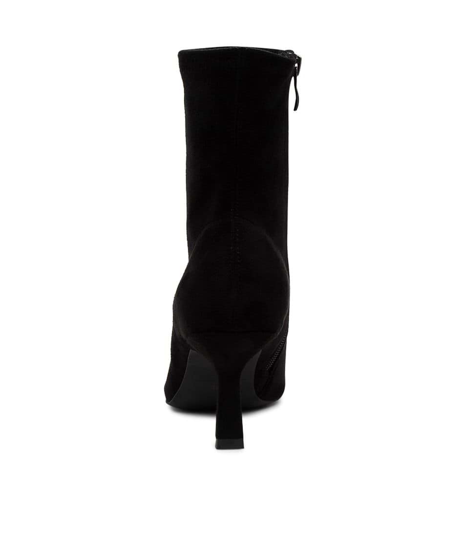 Mollini Audry Black Microsuede Ankle Boots Mollini