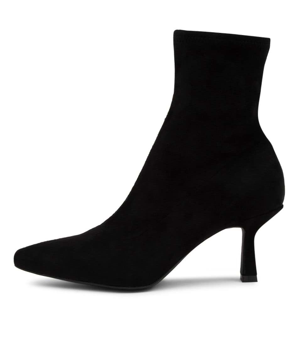 Mollini Audry Black Microsuede Ankle Boots Mollini