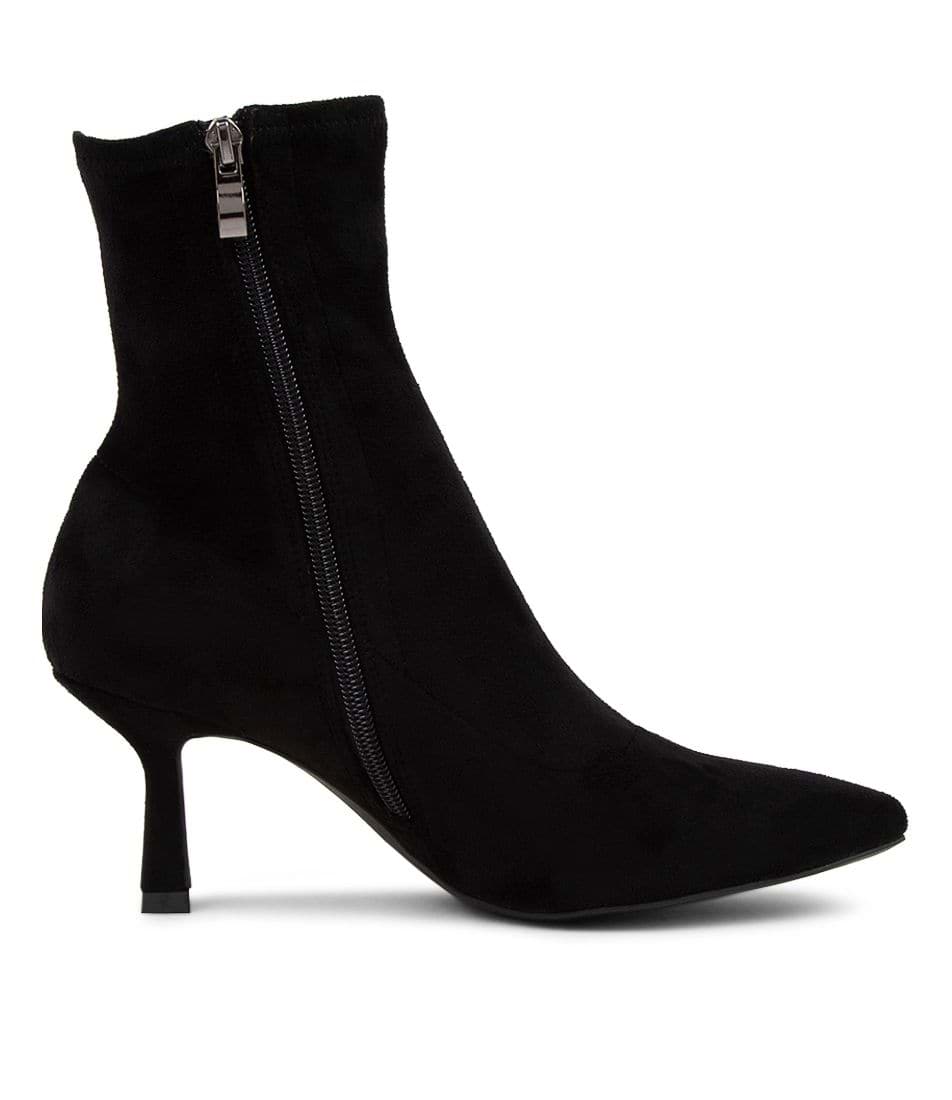 Mollini Audry Black Microsuede Ankle Boots Mollini