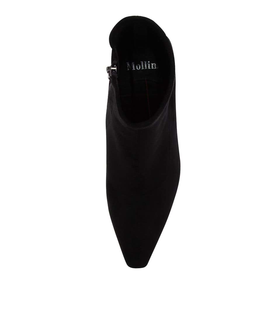 Mollini Audry Black Microsuede Ankle Boots Mollini