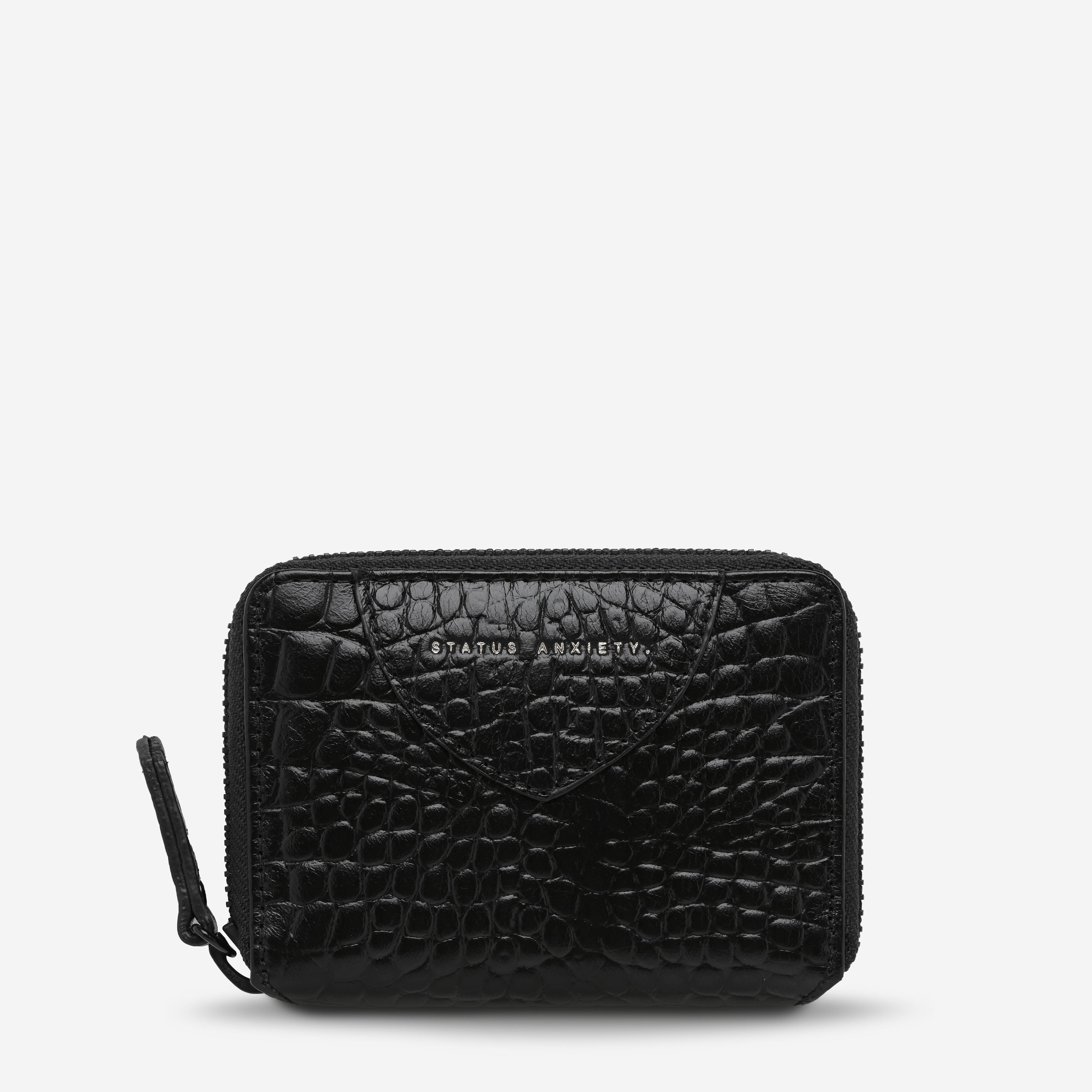 Status Anxiety Wayward Wallet - Black Croc Emboss Status Anxiety