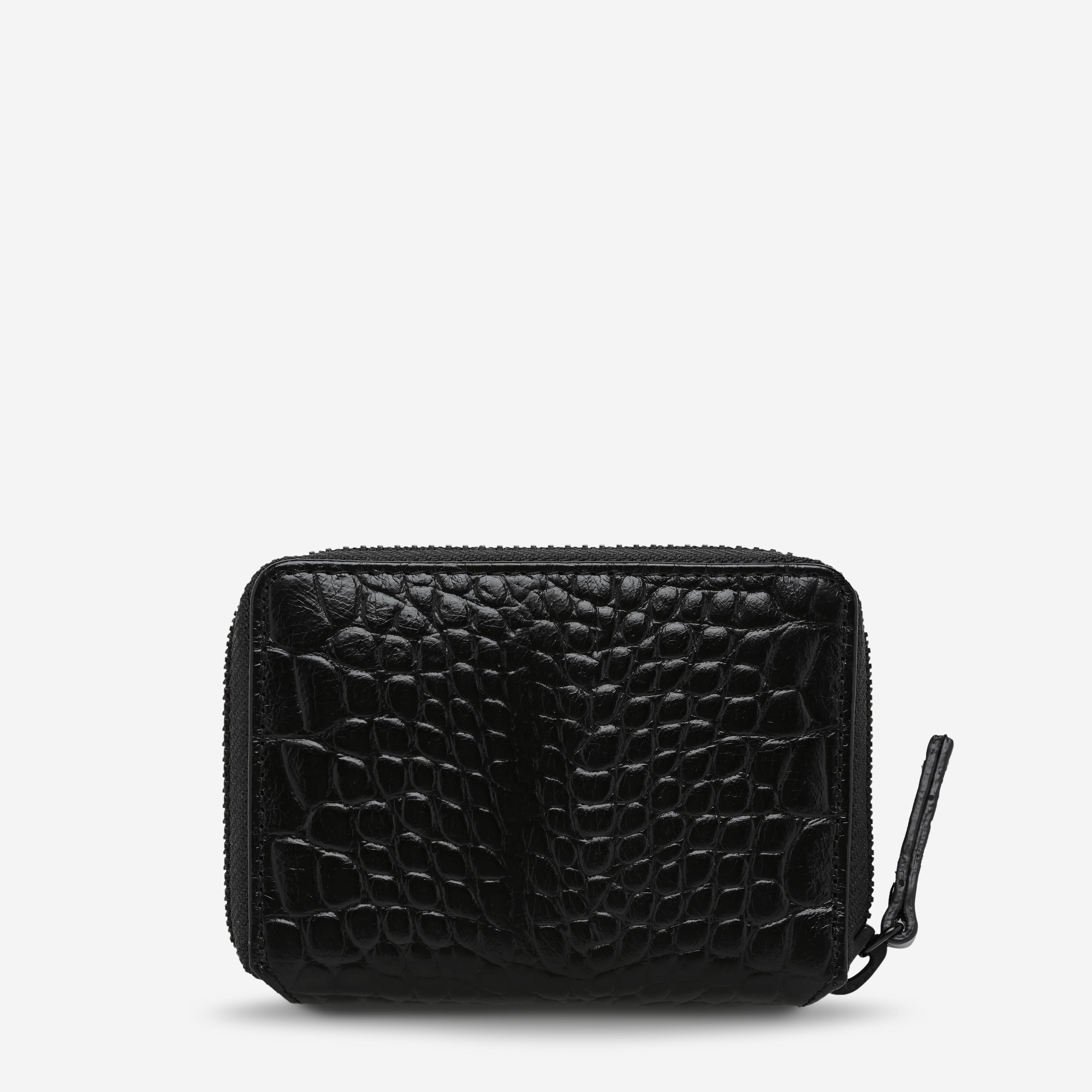 Status Anxiety Wayward Wallet - Black Croc Emboss Status Anxiety