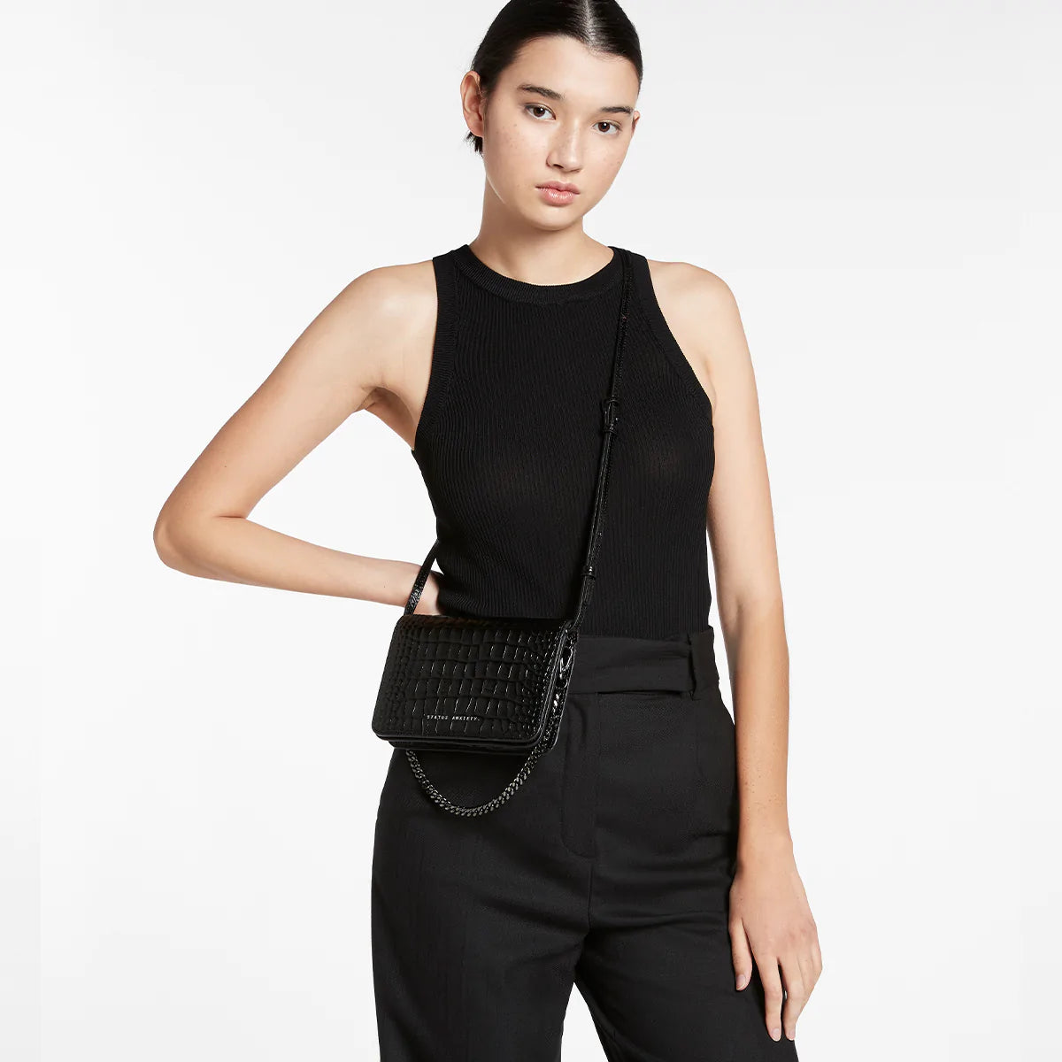 Status Anxiety She Burns Bag - Black Croc Emboss Status Anxiety