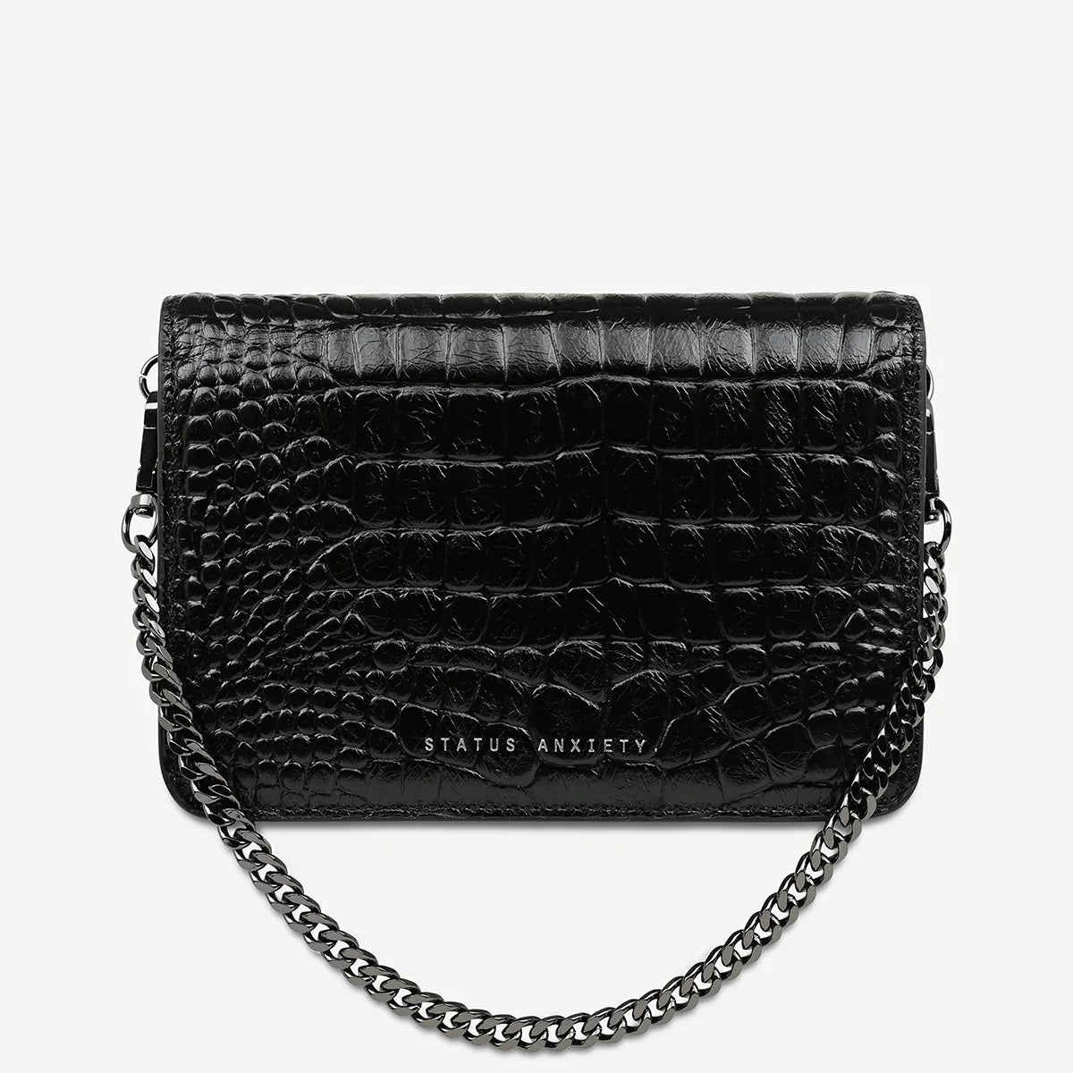 Status Anxiety She Burns Bag - Black Croc Emboss Status Anxiety