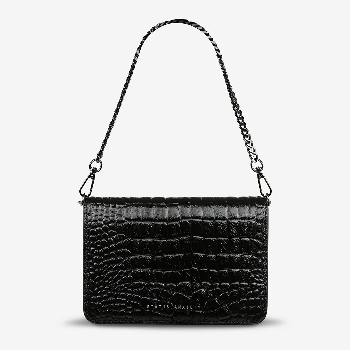 Status Anxiety She Burns Bag - Black Croc Emboss Status Anxiety