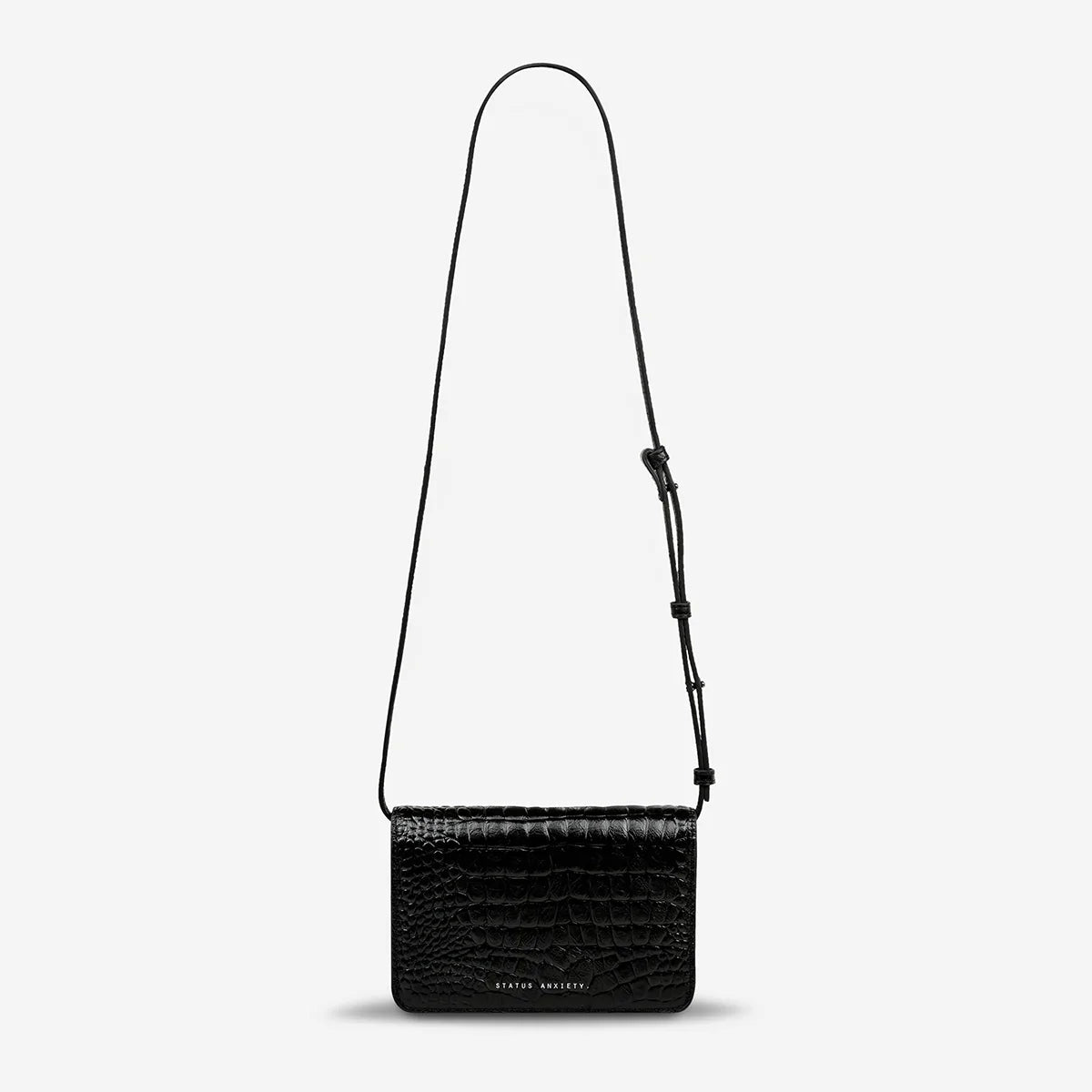 Status Anxiety She Burns Bag - Black Croc Emboss Status Anxiety