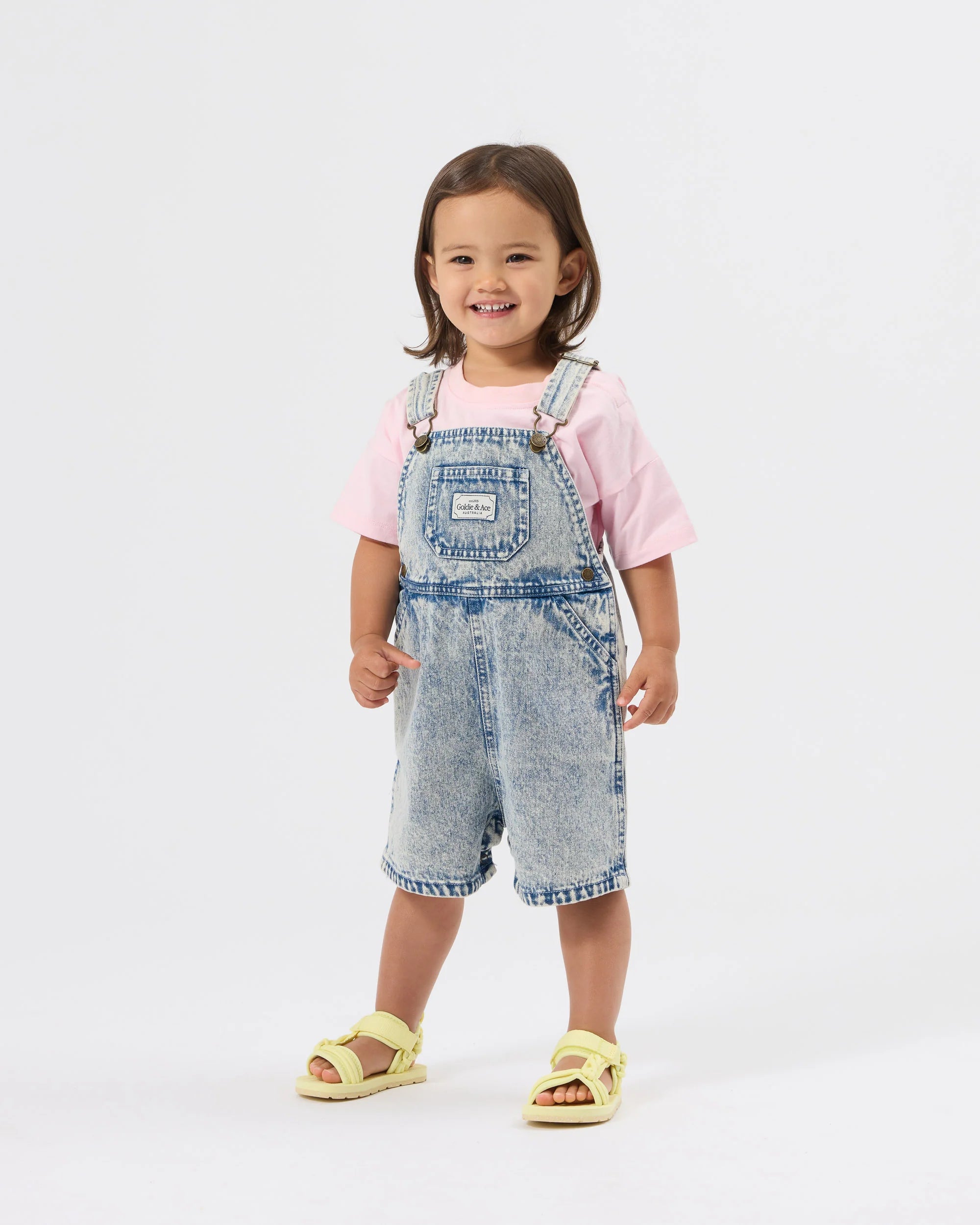 Goldie + Ace - Burton Vintage Washed Denim Overalls (Light Denim) Goldie + Ace
