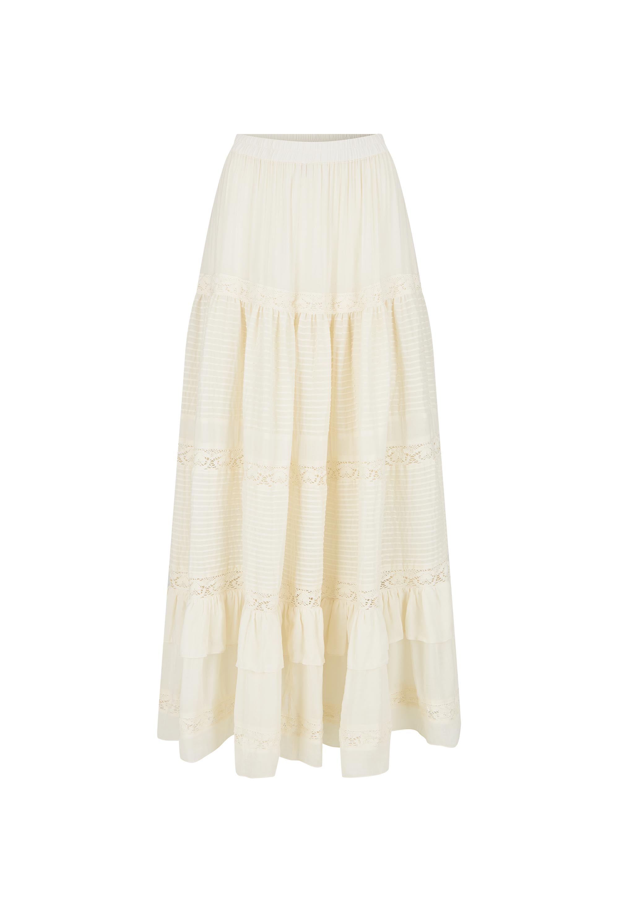 Spell - Ines Tiered Maxi Skirt (Light Sand) Spell