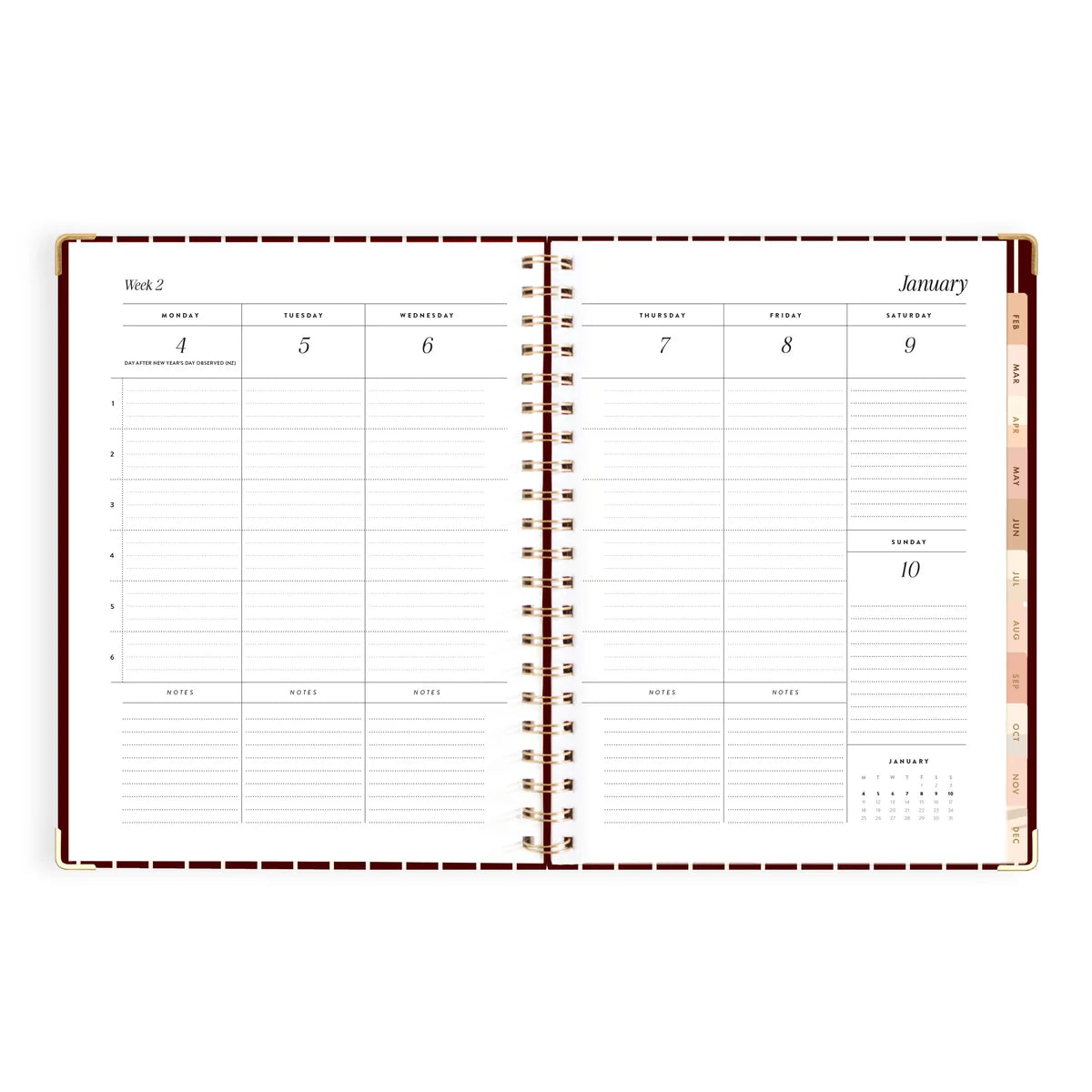 Fox & Fallow - 2027 A4 Academic Vertical Planner (Merlot Pinstripe) Fox & Fallow