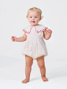 Goldie + Ace - Scallop Collar Strawberry Romper Goldie + Ace