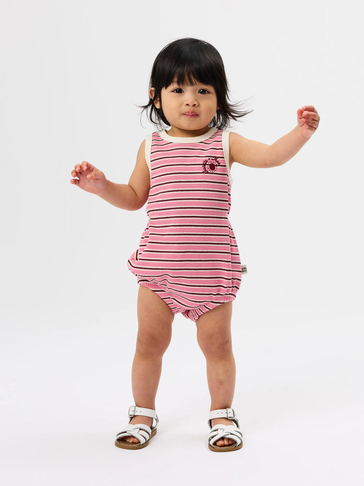 Goldie + Ace - Waffle Bubble Romper (Pink) Dear Blackbird Boutique