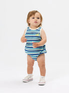 Goldie + Ace - Waffle Bubble Romper (Blue) Dear Blackbird Boutique