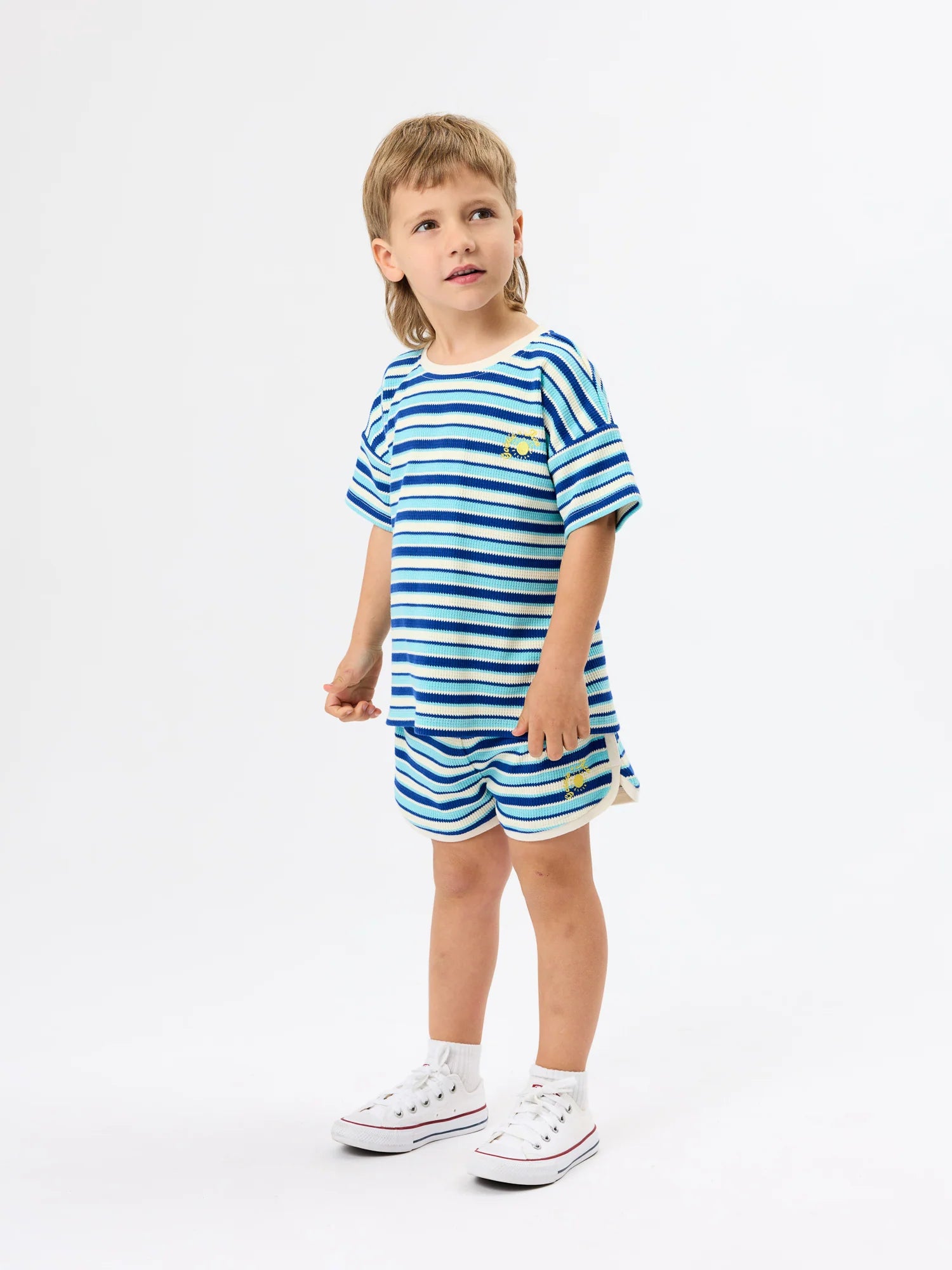 Goldie + Ace - Waffle Stripe T-Shirt (Blue) Goldie + Ace