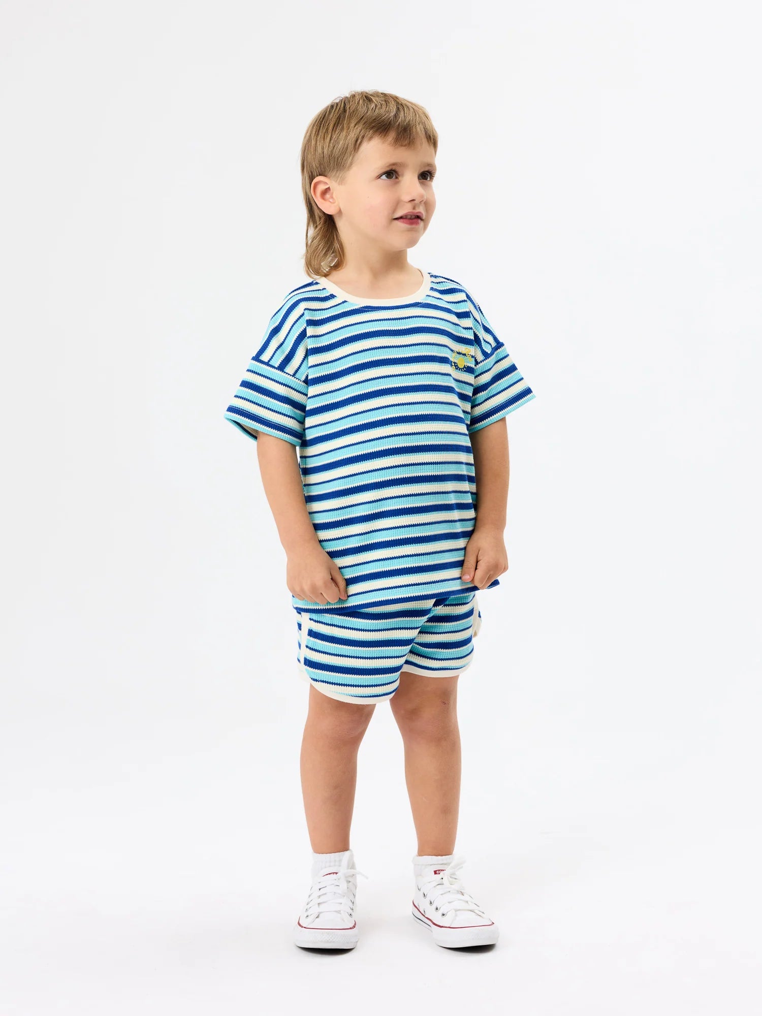 Goldie + Ace - Waffle Stripe T-Shirt (Blue) Goldie + Ace