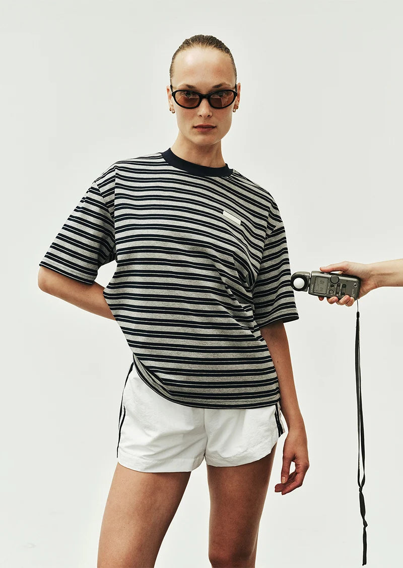 P.E Nation - Oversized Spark Tee (Dark Navy Stripe) P.E Nation