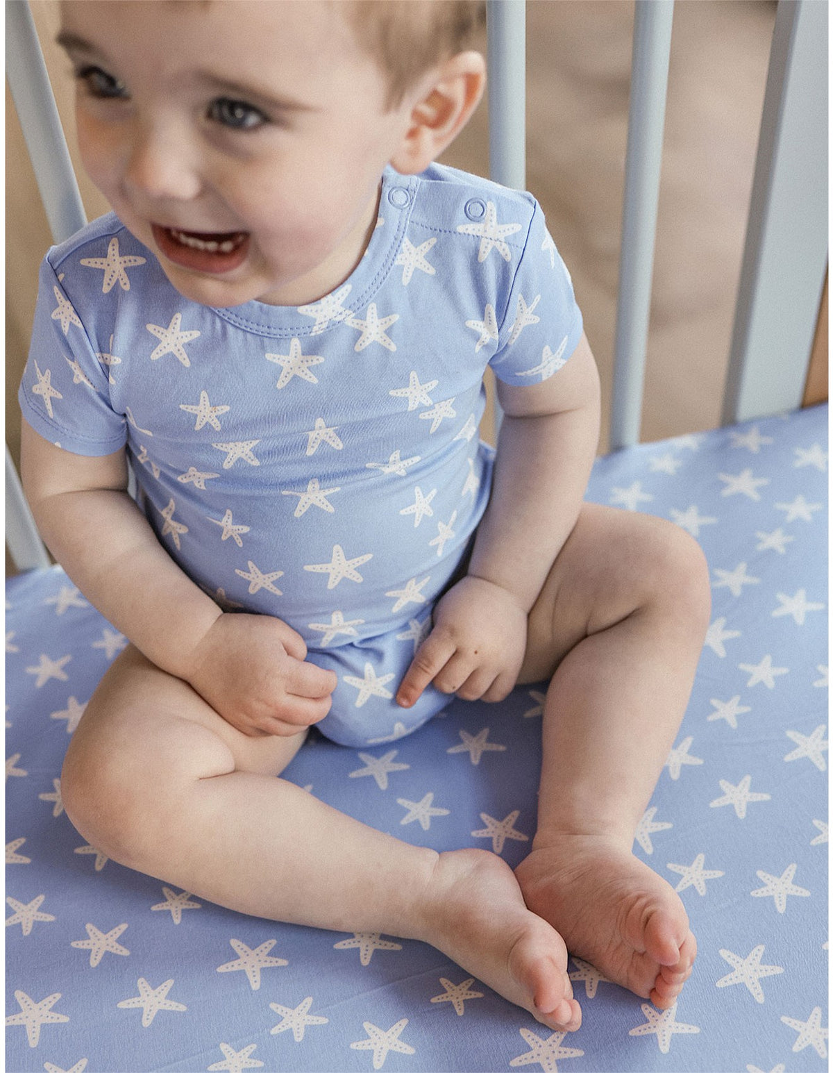 KYND Baby - Comfy Short Sleeve Bodysuit (Star Fish Blue) KYND Baby