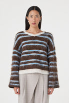 Arcaa - Lucca Sweater (Espresso & Blue Stripe) Arcaa