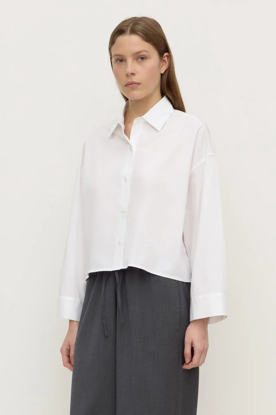 Assembly Label - Aurora Cropped Poplin Shirt (White) Assembly Label