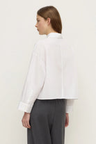 Assembly Label - Aurora Cropped Poplin Shirt (White) Assembly Label