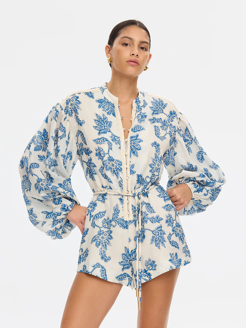 Kivari - Bluebell Playsuit (Blue Ecru) Kivari