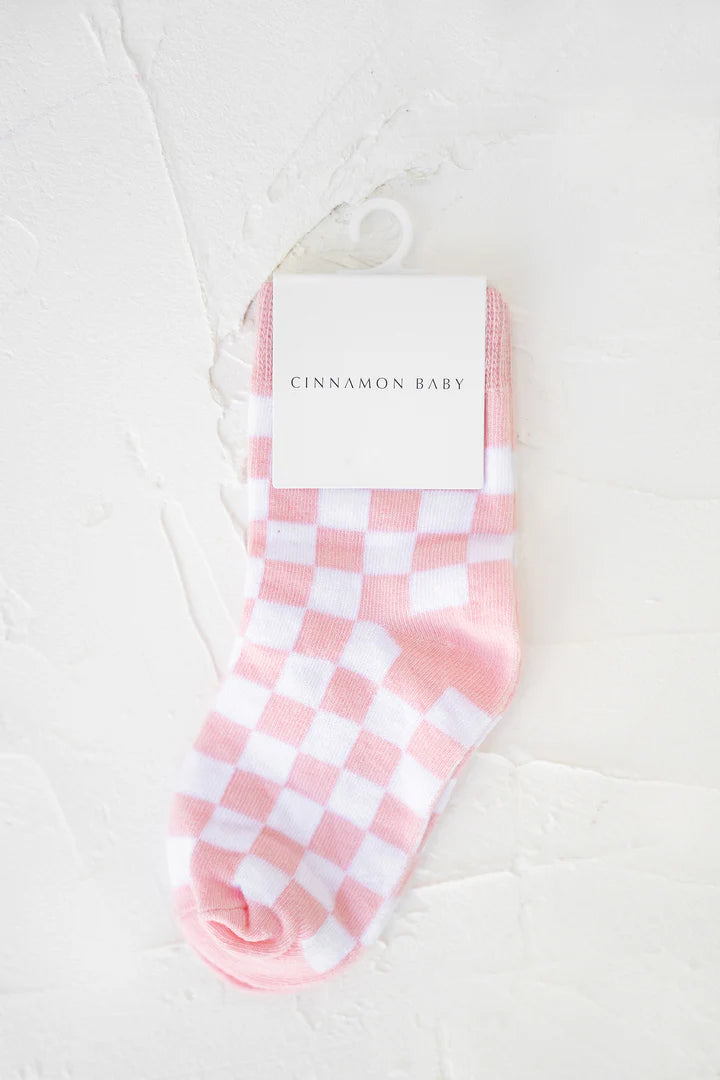 Cinnamon Baby - Checkered Socks (Baby Pink) Cinnamon Baby