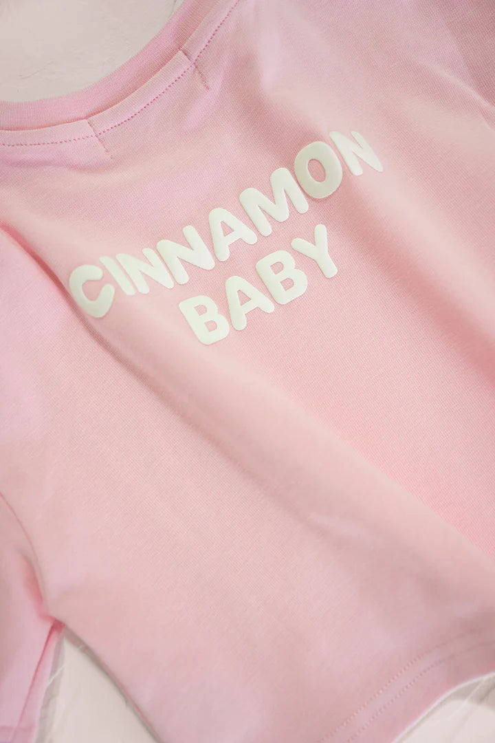 Cinnamon Baby - Puff Sleeve Oversized Tee (Pink) Cinnamon Baby
