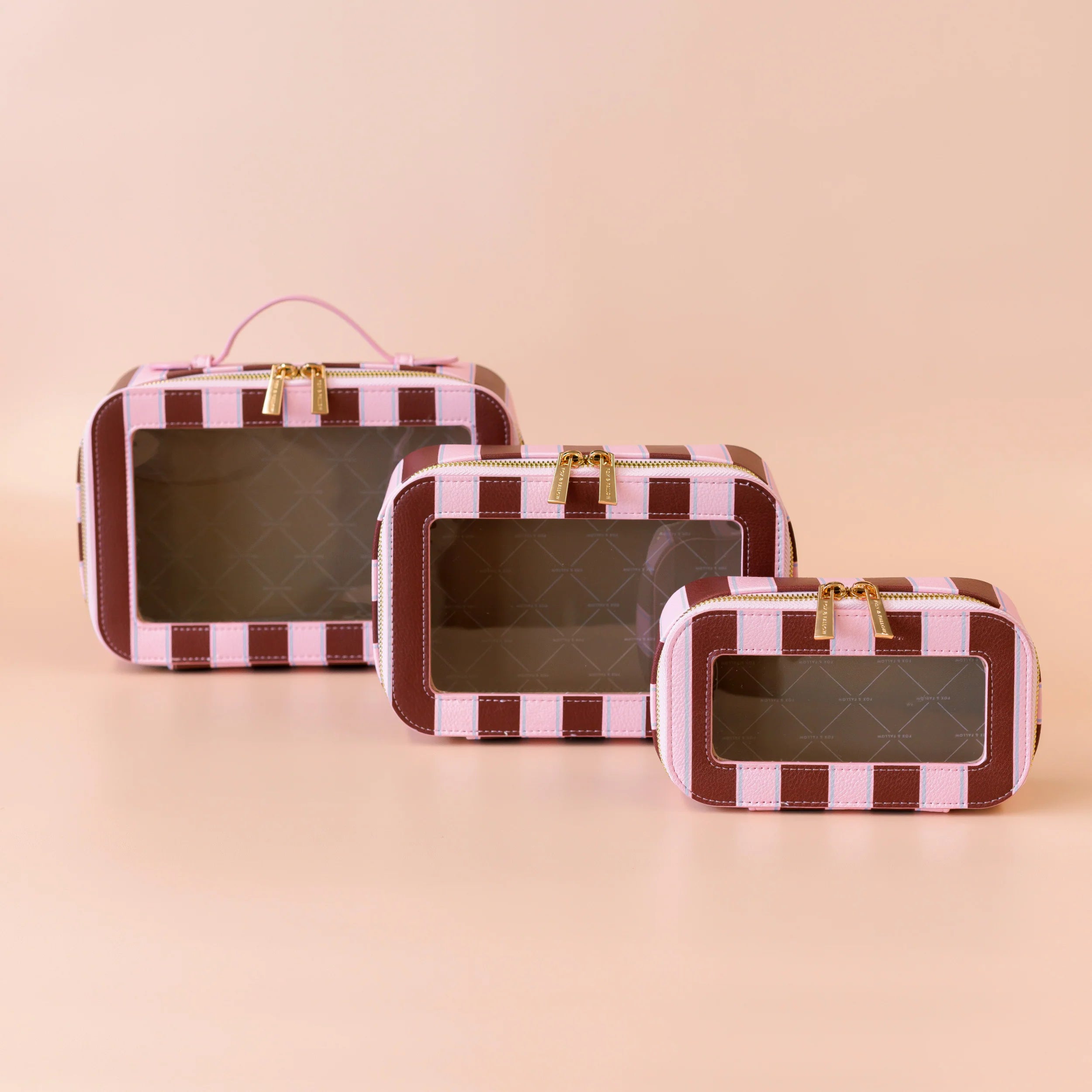 Fox & Fallow - Cosmetic Nested Trio Set (Burgundy Stripe) Fox & Fallow