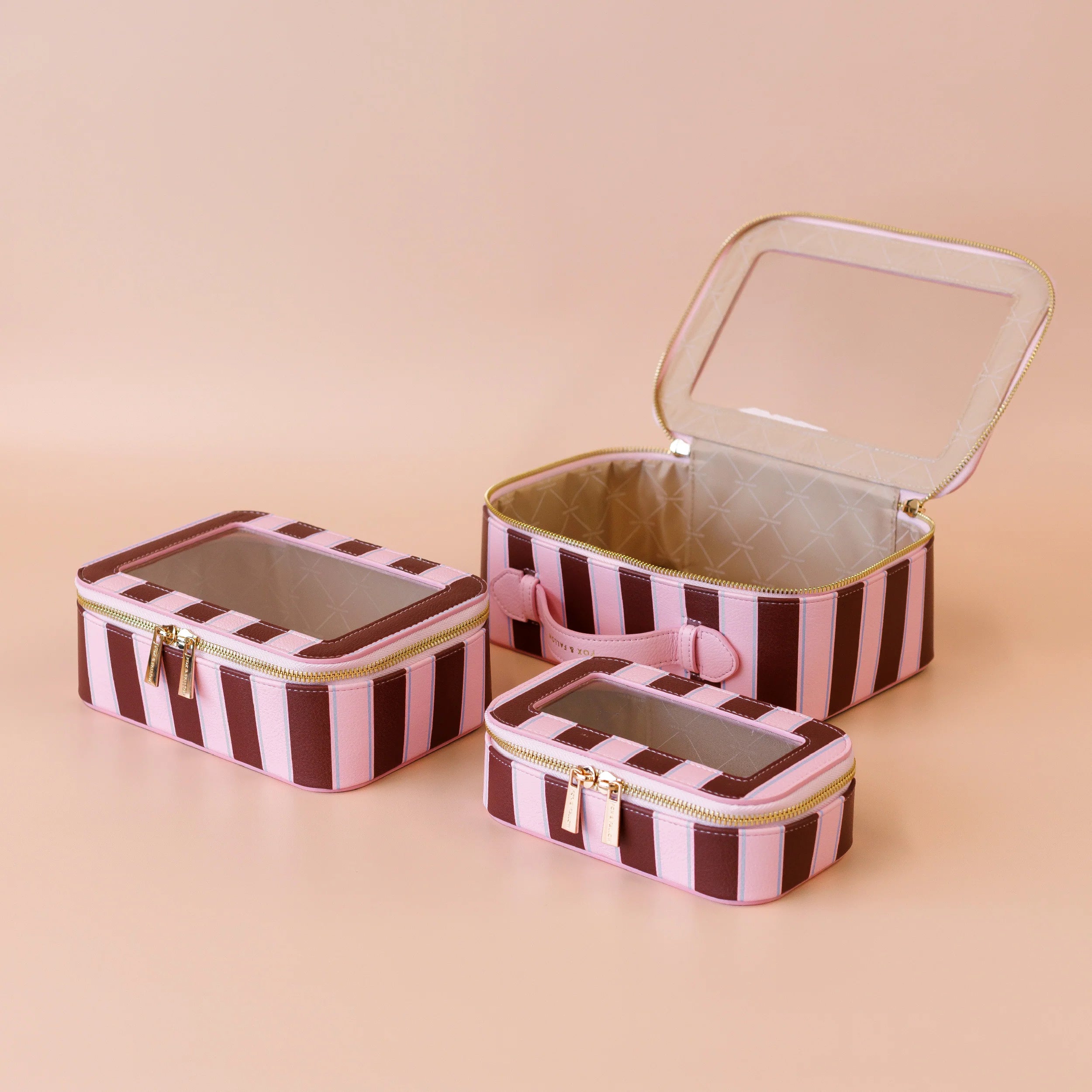 Fox & Fallow - Cosmetic Nested Trio Set (Burgundy Stripe) Fox & Fallow