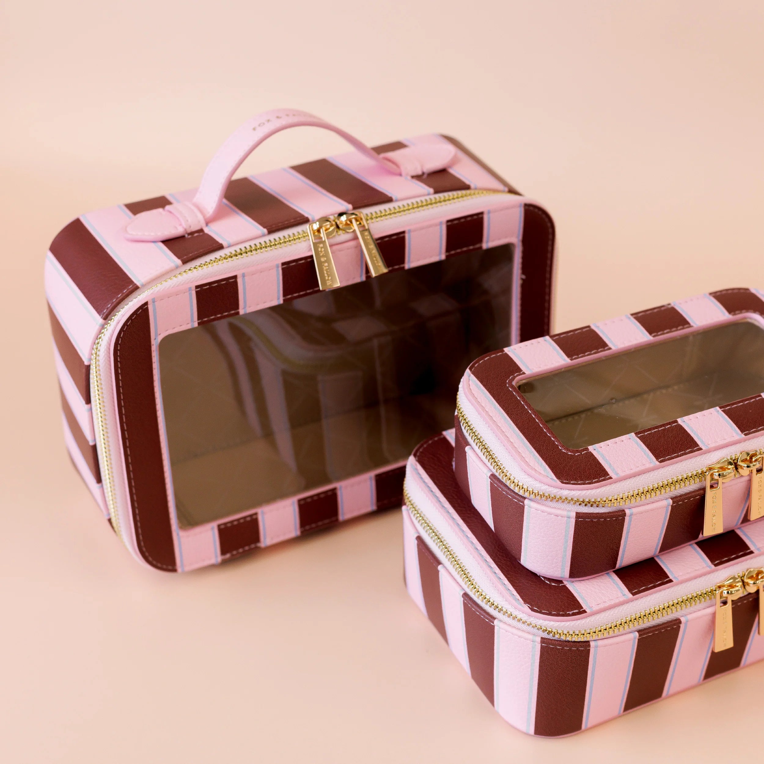 Fox & Fallow - Cosmetic Nested Trio Set (Burgundy Stripe) Fox & Fallow