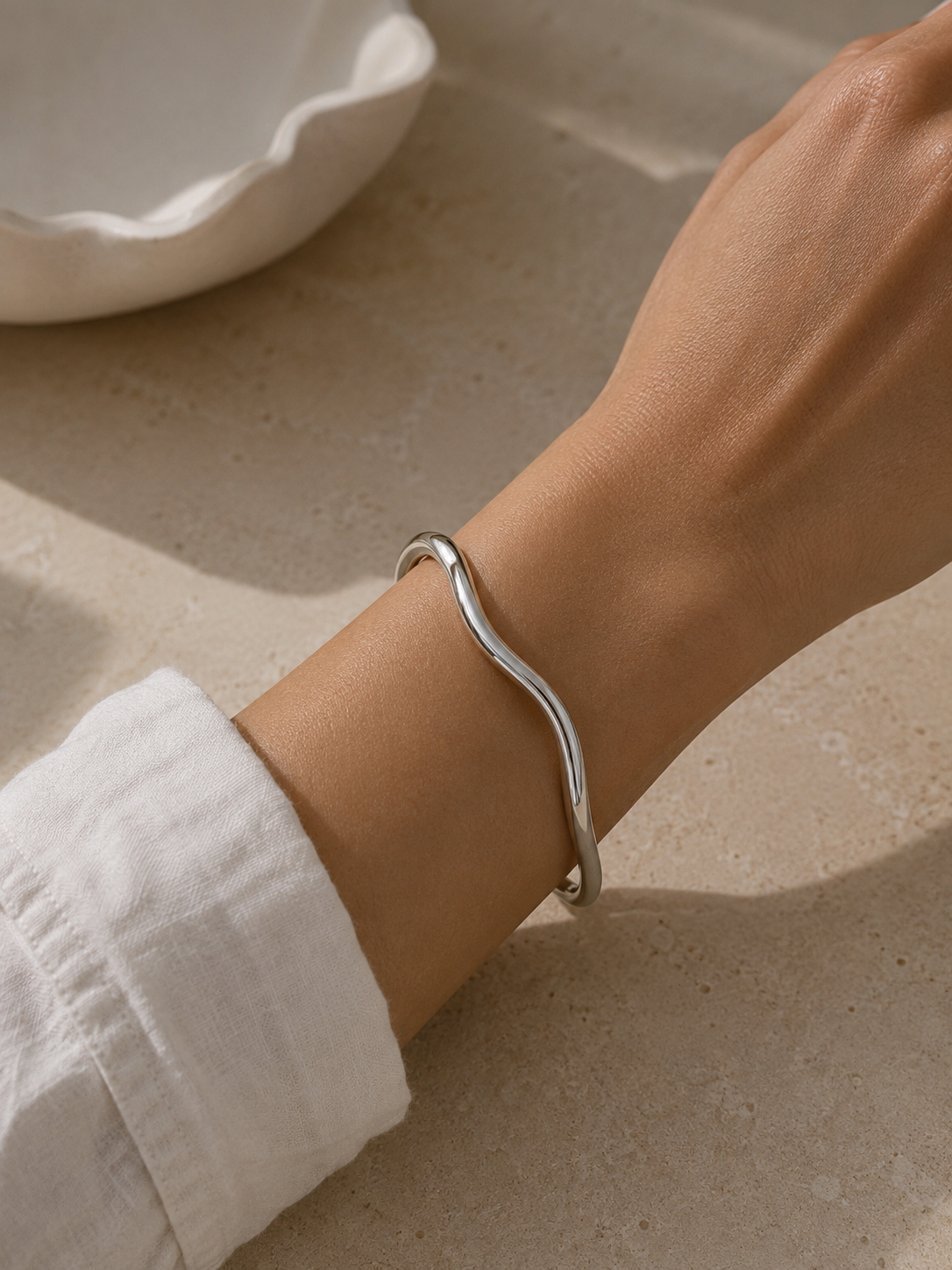 Wave Sterling Silver Plated Bangle Dear Blackbird Boutique