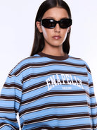 Ena Pelly - Maria Boxy Long Sleeve Tee (Blue/Brown Stripe) Ena Pelly