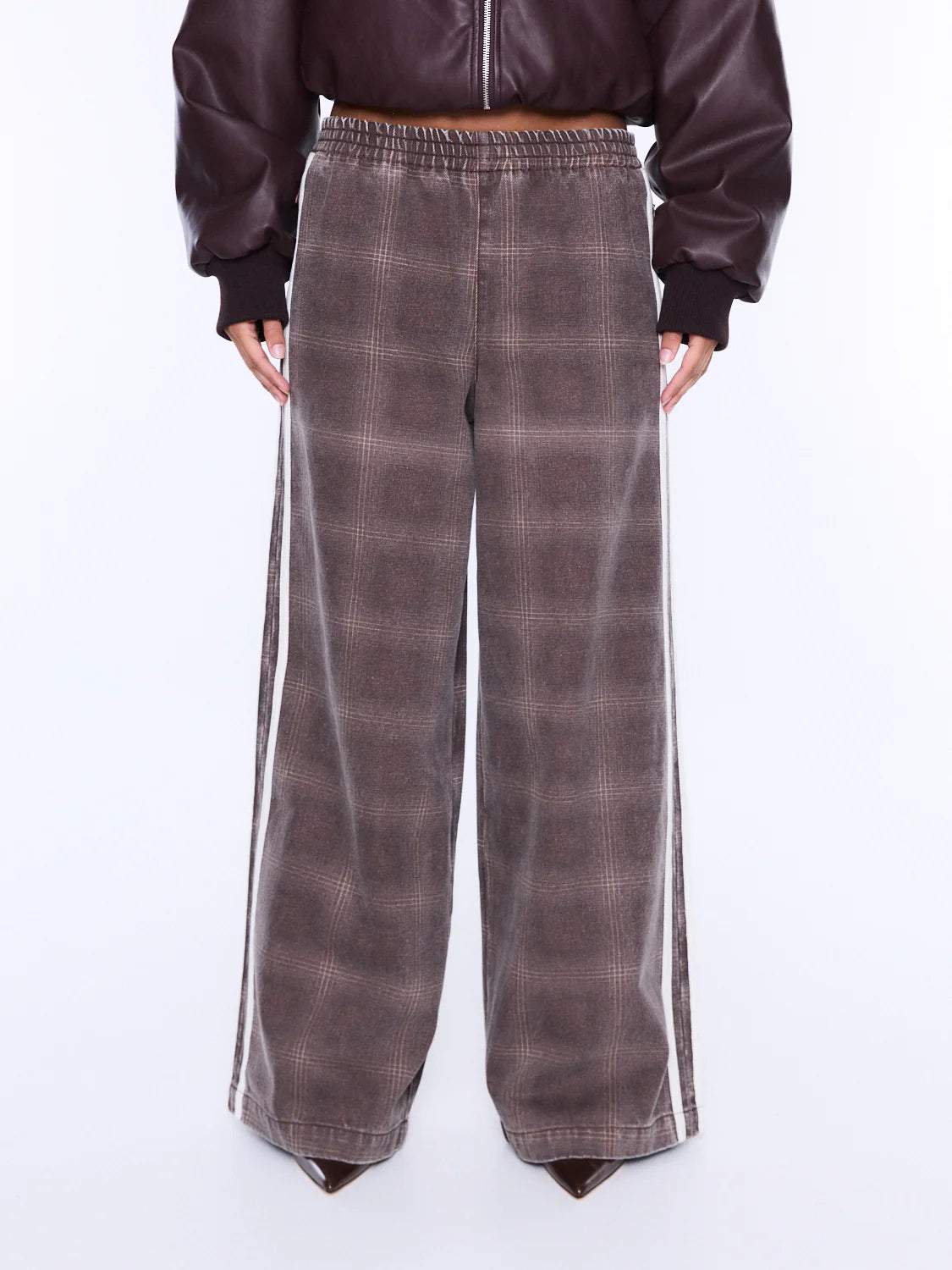 Ena Pelly - Myla Wide Leg Pant (Burgundy Check) Ena Pelly