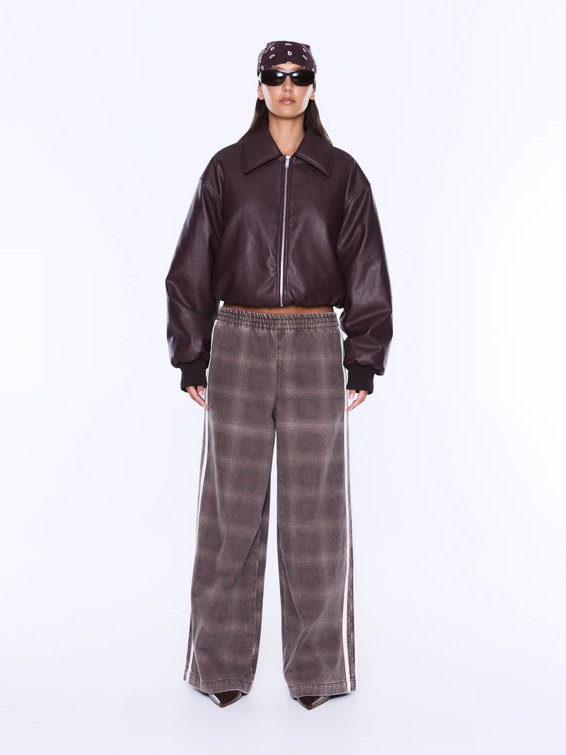 Ena Pelly - Myla Wide Leg Pant (Burgundy Check) Ena Pelly