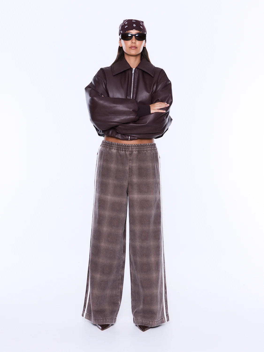 Ena Pelly - Myla Wide Leg Pant (Burgundy Check) Ena Pelly