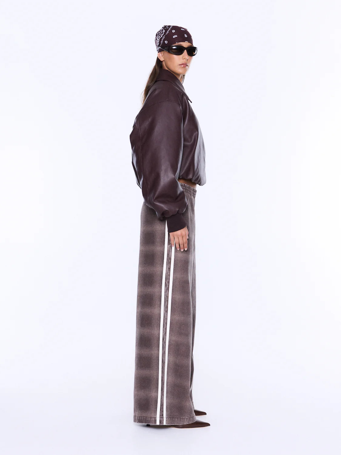 Ena Pelly - Myla Wide Leg Pant (Burgundy Check) Ena Pelly