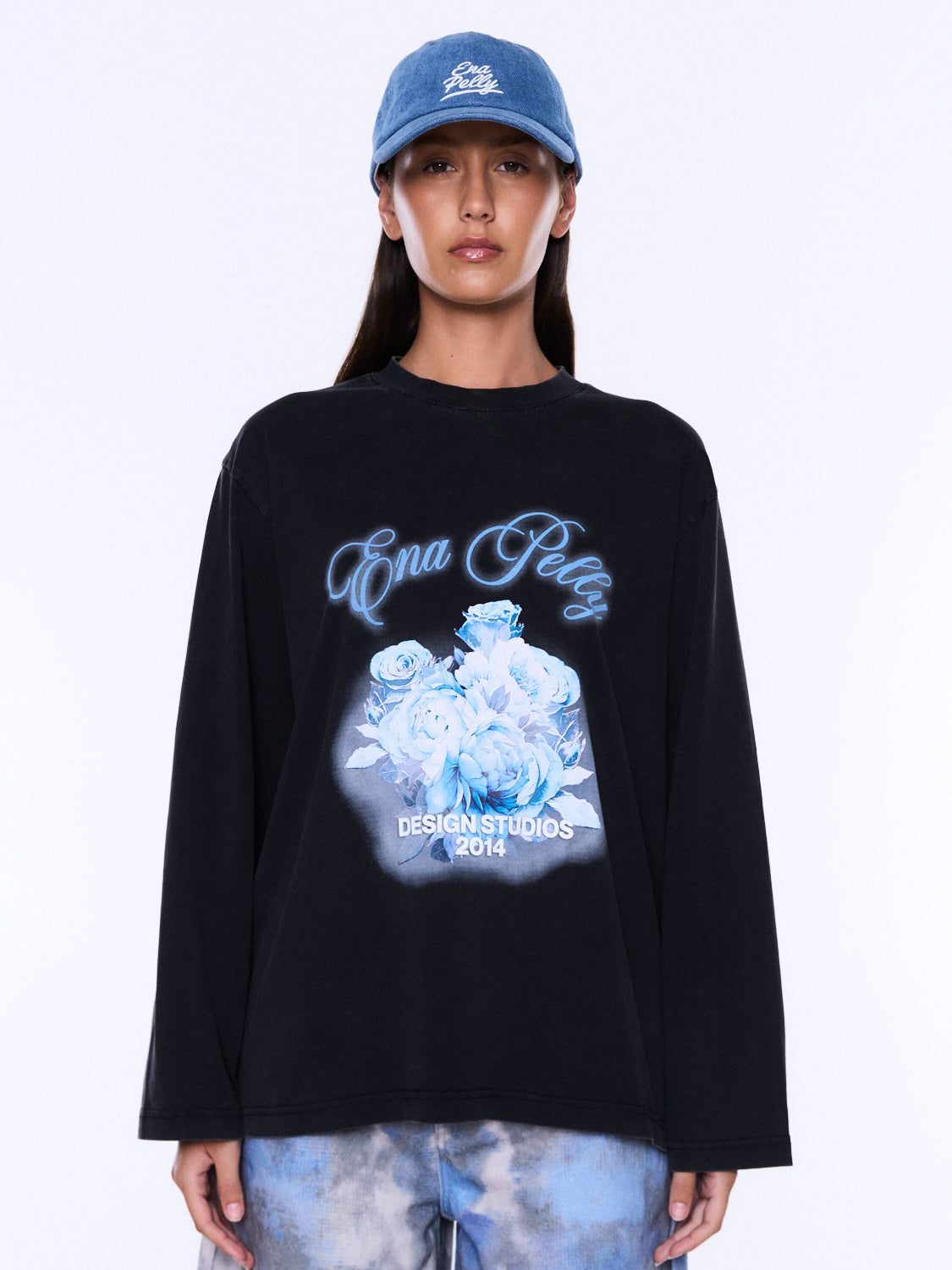 Ena Pelly - Elsa Long Sleeve Relaxed Tee (Vintage Black) Ena Pelly