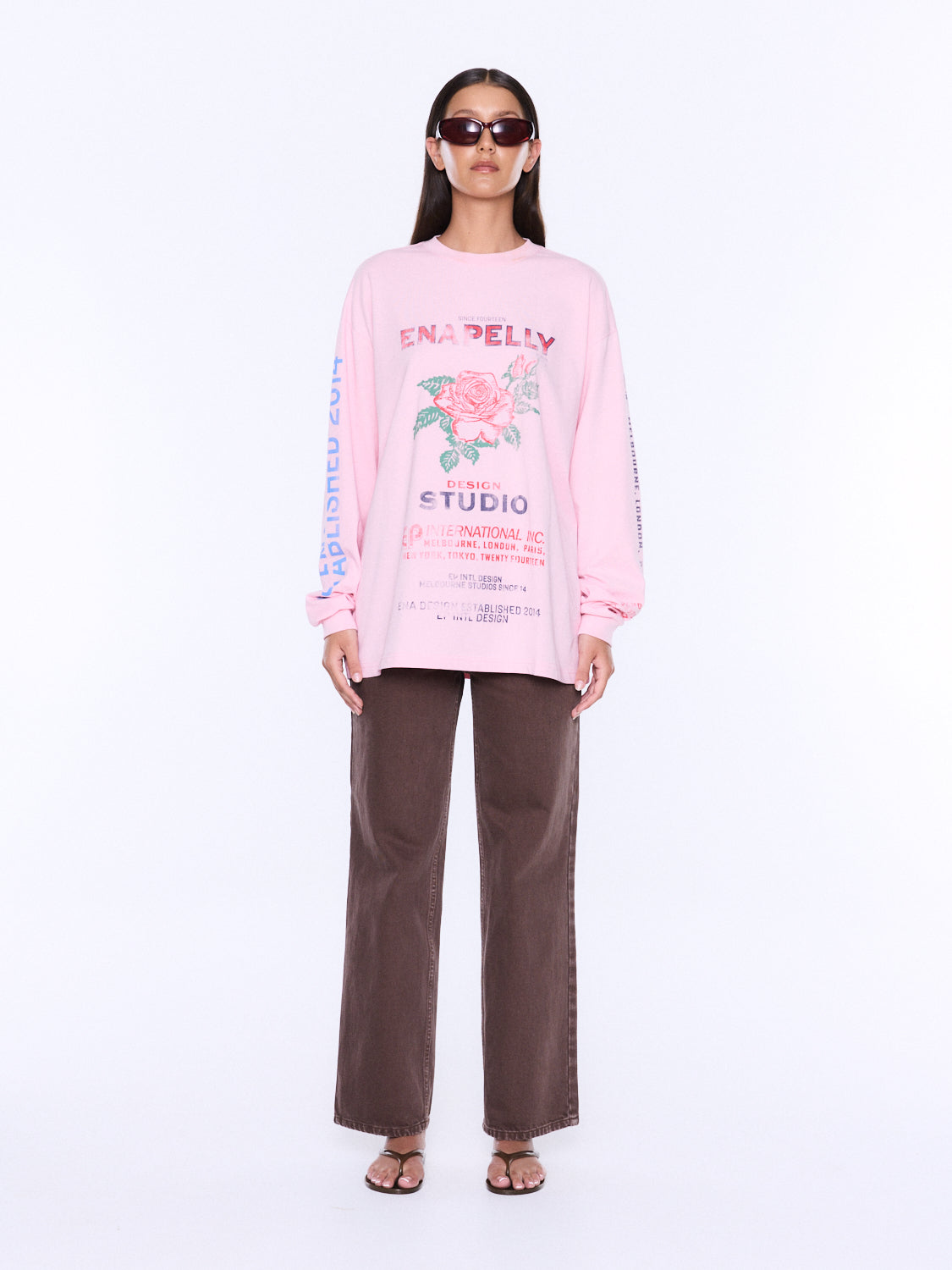 Ena Pelly - Hailey Long Sleeve Cuffed Tee (Blush Pink) Ena Pelly