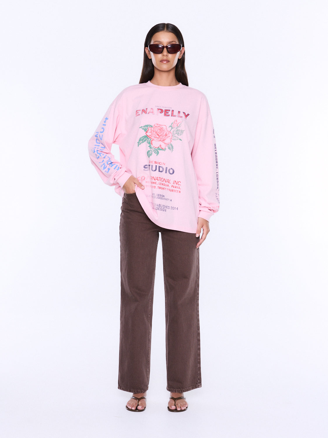Ena Pelly - Hailey Long Sleeve Cuffed Tee (Blush Pink) Ena Pelly
