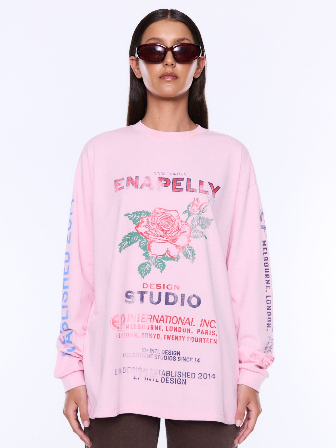 Ena Pelly - Hailey Long Sleeve Cuffed Tee (Blush Pink) Ena Pelly