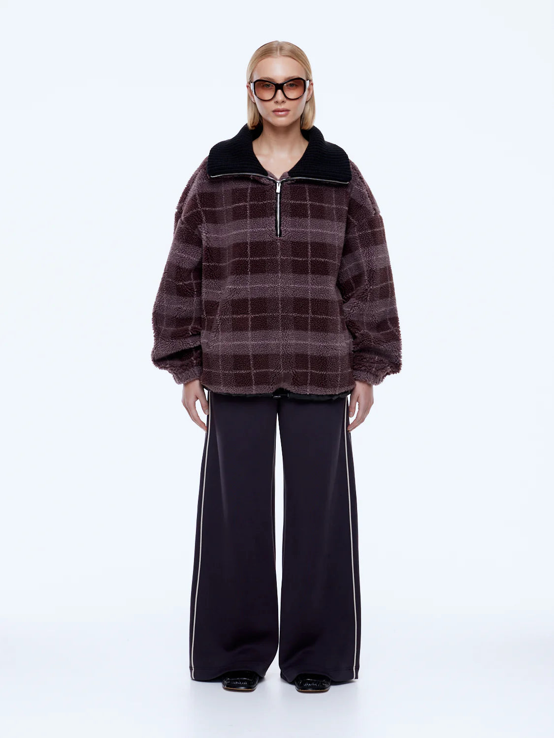 Ena Pelly - Winnie 1/4 Zip (Burgundy Check) Ena Pelly