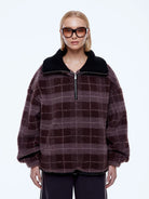 Ena Pelly - Winnie 1/4 Zip (Burgundy Check) Ena Pelly