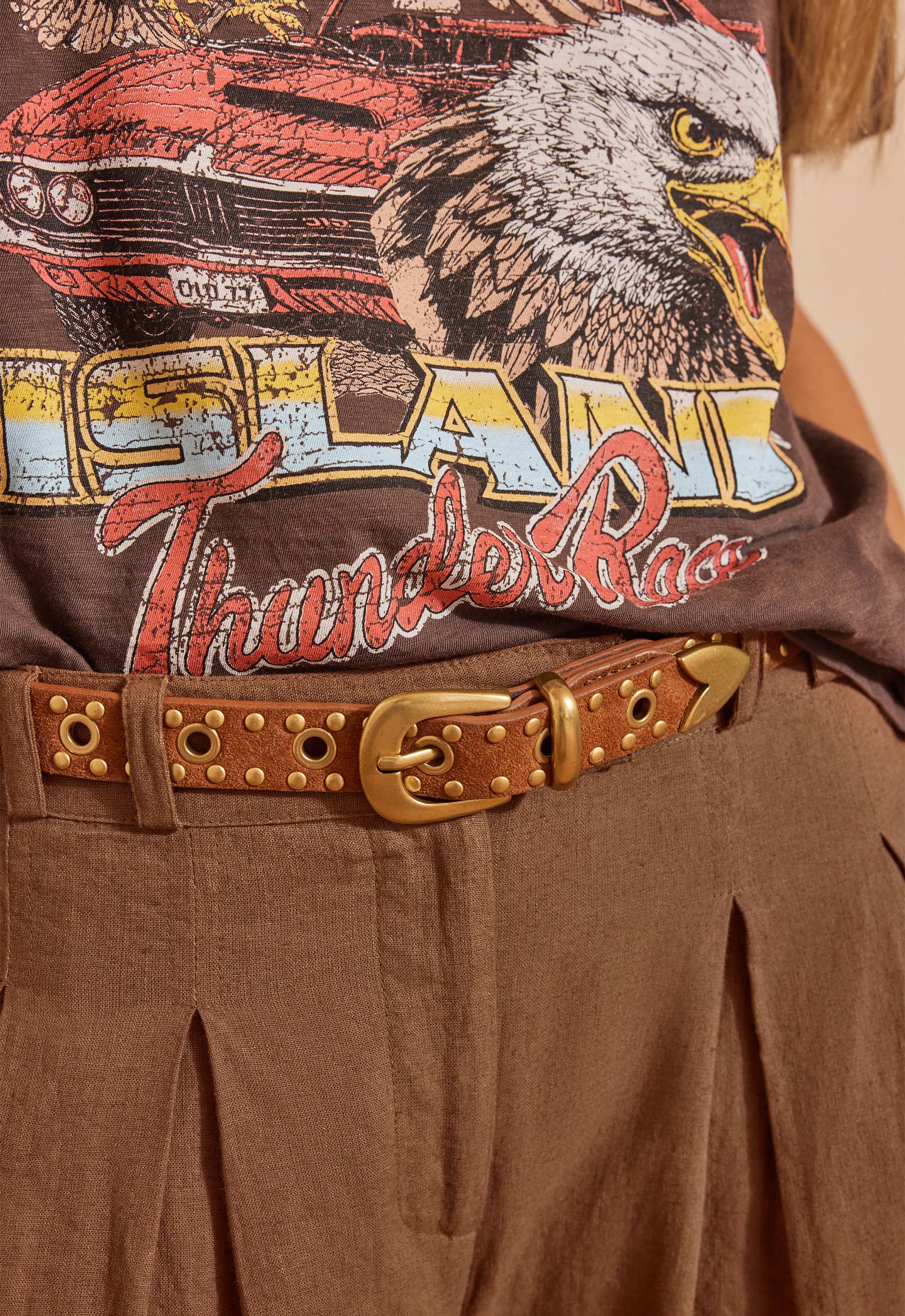 Spell - Tempest Studded Suede Belt (Tan) Spell