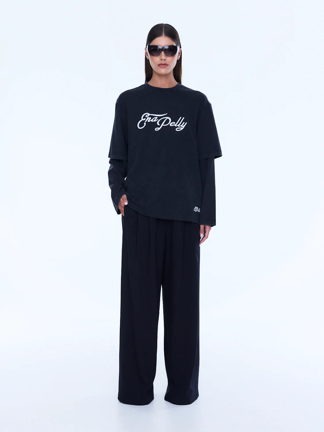 Ena Pelly - Mock Layer Long Sleeve Tee (Vintage Black/ EP Studios) Ena Pelly