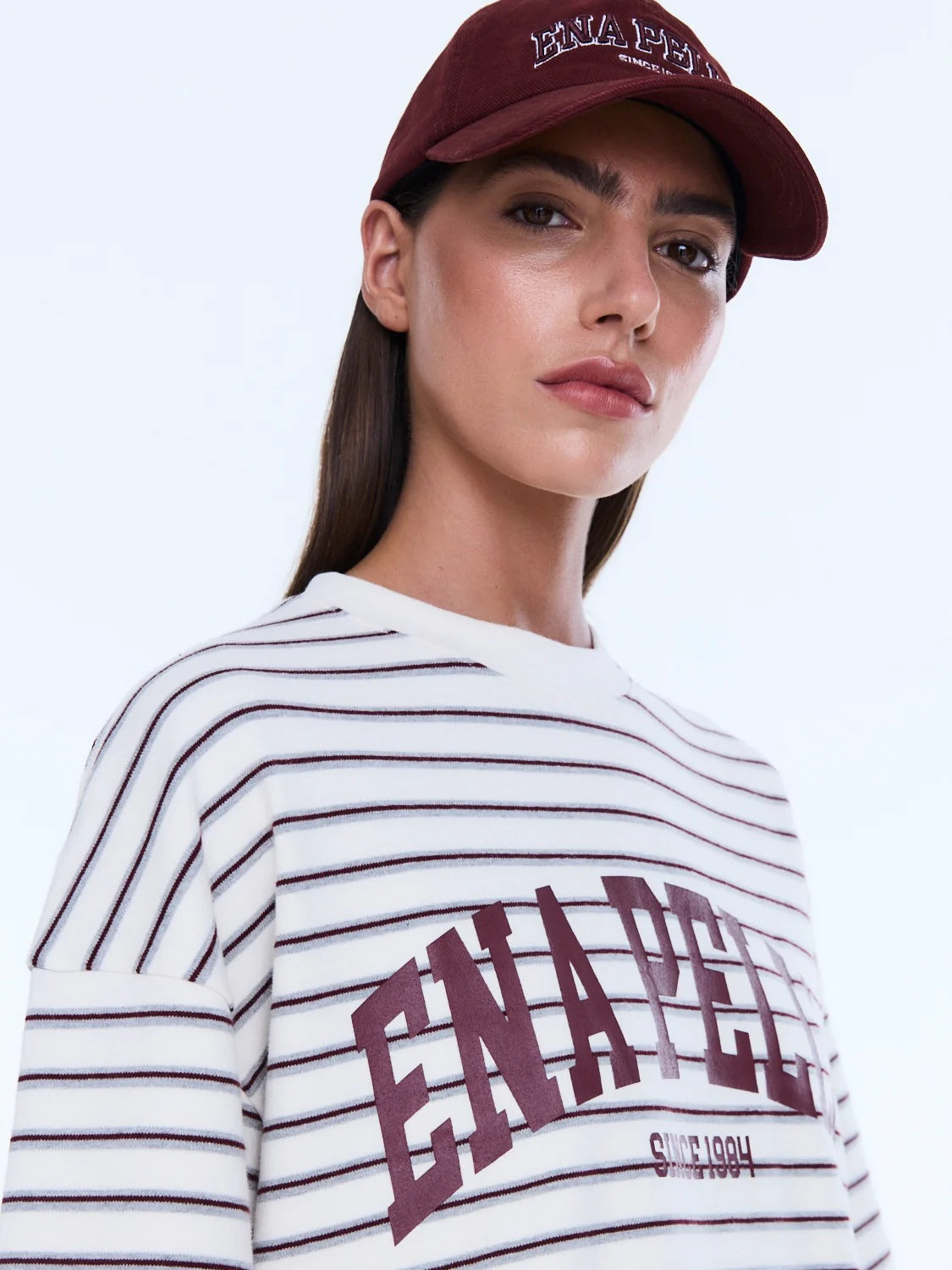 Ena Pelly - Maeve Relaxed Tee (Burgundy Stripe) Ena Pelly
