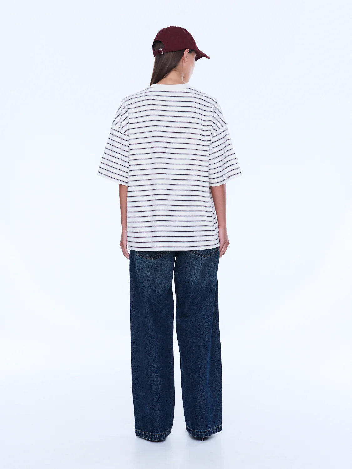 Ena Pelly - Maeve Relaxed Tee (Burgundy Stripe) Ena Pelly