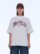 Ena Pelly - Maeve Relaxed Tee (Burgundy Stripe) Ena Pelly