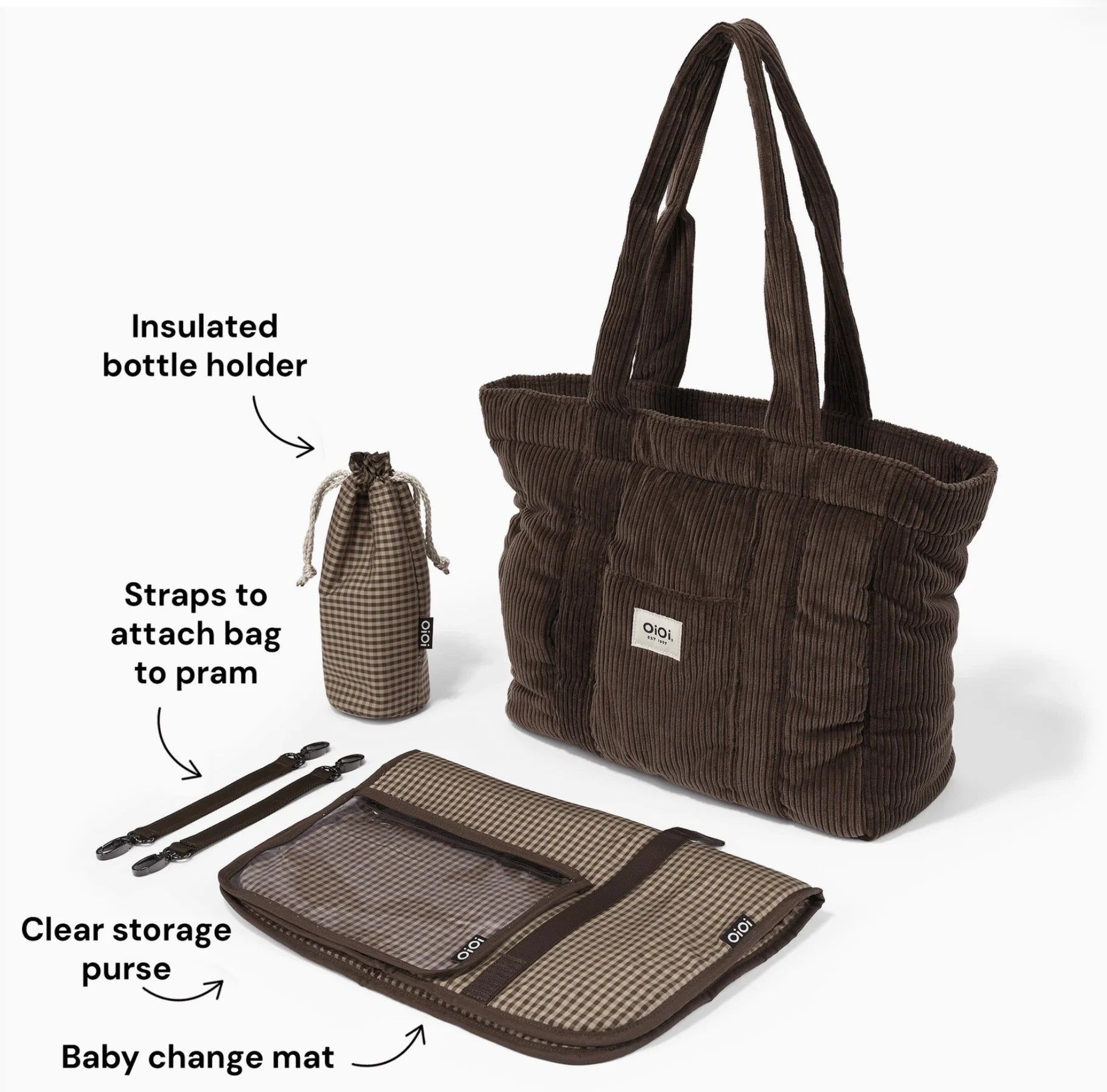 OiOi - Everyday Tote (Chocolate Brown Corduroy) OiOi